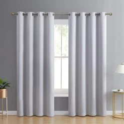 HLC.ME Laurance 100% Blackout Grommet Curtain Panels - Antique Silver - Set Of 2 Blackout Curtains