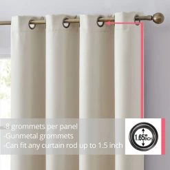 HLC.ME Laurance 100% Blackout Grommet Curtain Panels - Parchment Beige - Set Of 2 Blackout Curtains