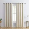 HLC.ME Laurance 100% Blackout Grommet Curtain Panels - Parchment Beige - Set Of 2 Blackout Curtains
