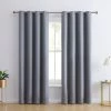 HLC.ME Blackout Curtains Laurance 100% Blackout Grommet Curtain Panels - Steel Grey - Set Of 2