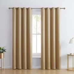 HLC.ME Blackout Curtains Laurance 100% Blackout Grommet Curtain Panels - Pebble Taupe - Set Of 2