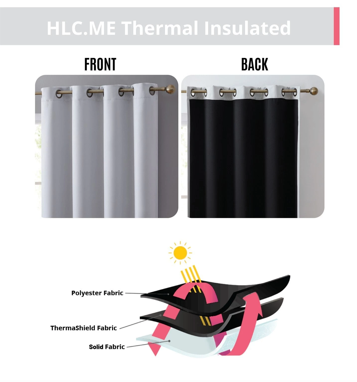 HLC.ME Laurance 100% Blackout Grommet Curtain Panels - Antique Silver - Set Of 2 Blackout Curtains 6 HLC.ME Laurance 100% Blackout Grommet Curtain Panels - Antique Silver - Set Of 2 Blackout Curtains