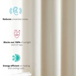 HLC.ME Laurance 100% Blackout Grommet Curtain Panels - Parchment Beige - Set Of 2 Blackout Curtains