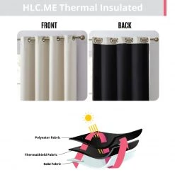 HLC.ME Laurance 100% Blackout Grommet Curtain Panels - Parchment Beige - Set Of 2 Blackout Curtains