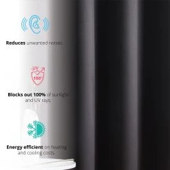 HLC.ME Blackout Curtains Laurance 100% Blackout Grommet Curtain Panels - Jet Black - Set Of 2