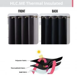 HLC.ME Blackout Curtains Laurance 100% Blackout Grommet Curtain Panels - Jet Black - Set Of 2