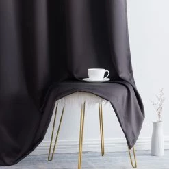 HLC.ME Blackout Curtains Laurance 100% Blackout Grommet Curtain Panels - Jet Black - Set Of 2