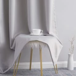 HLC.ME Laurance 100% Blackout Grommet Curtain Panels - Light Grey - Set Of 2 Blackout Curtains