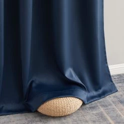 HLC.ME Laurance 100% Blackout Grommet Curtain Panels - Midnight Navy Blue - Set Of 2 Blackout Curtains