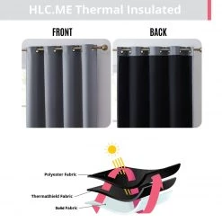 HLC.ME Blackout Curtains Laurance 100% Blackout Grommet Curtain Panels - Steel Grey - Set Of 2
