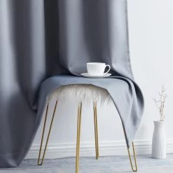 HLC.ME Blackout Curtains Laurance 100% Blackout Grommet Curtain Panels - Steel Grey - Set Of 2