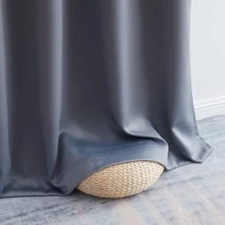HLC.ME Blackout Curtains Laurance 100% Blackout Grommet Curtain Panels - Steel Grey - Set Of 2