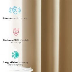 HLC.ME Blackout Curtains Laurance 100% Blackout Grommet Curtain Panels - Pebble Taupe - Set Of 2