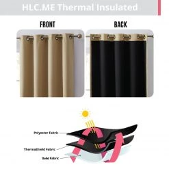 HLC.ME Blackout Curtains Laurance 100% Blackout Grommet Curtain Panels - Pebble Taupe - Set Of 2