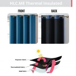 HLC.ME Blackout Curtains Laurance 100% Blackout Grommet Curtain Panels - Sapphire Teal Blue - Set Of 2