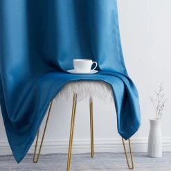 HLC.ME Blackout Curtains Laurance 100% Blackout Grommet Curtain Panels - Sapphire Teal Blue - Set Of 2
