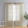 HLC.ME Lauren Semi Sheer Back Tab Rod Pocket Panels - Beige - Set Of 2