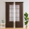 HLC.ME Sheer Curtains Lauren Semi Sheer Back Tab Rod Pocket Panels - Chocolate Brown - Set Of 2