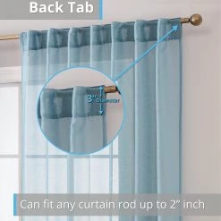 HLC.ME Lauren Semi Sheer Back Tab Rod Pocket Panels - Dusty Blue - Set Of 2 14 HLC.ME Lauren Semi Sheer Back Tab Rod Pocket Panels - Dusty Blue - Set Of 2