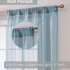 HLC.ME Lauren Semi Sheer Back Tab Rod Pocket Panels - Dusty Blue - Set Of 2 15 HLC.ME Lauren Semi Sheer Back Tab Rod Pocket Panels - Dusty Blue - Set Of 2