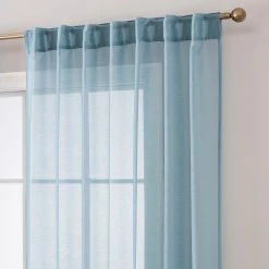 HLC.ME Lauren Semi Sheer Back Tab Rod Pocket Panels - Dusty Blue - Set Of 2 20 HLC.ME Lauren Semi Sheer Back Tab Rod Pocket Panels - Dusty Blue - Set Of 2