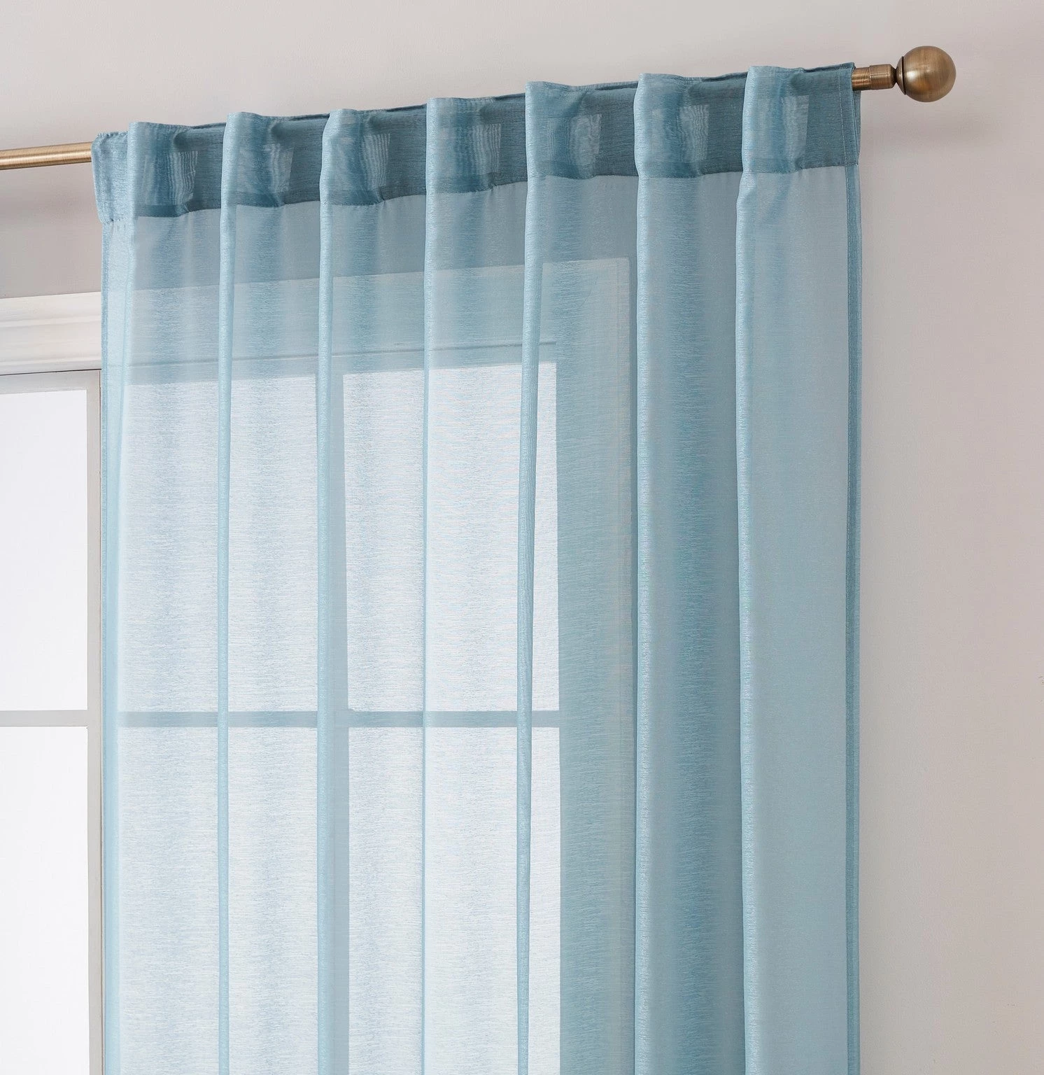 HLC.ME Lauren Semi Sheer Back Tab Rod Pocket Panels - Dusty Blue - Set Of 2 11 HLC.ME Lauren Semi Sheer Back Tab Rod Pocket Panels - Dusty Blue - Set Of 2