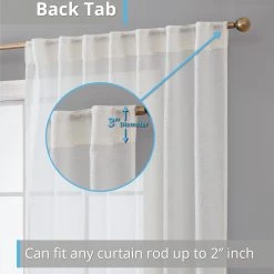 HLC.ME Lauren Semi Sheer Back Tab Rod Pocket Panels - Ivory - Set Of 2