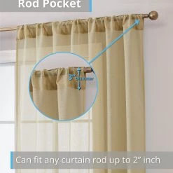 HLC.ME Sheer Curtains Lauren Semi Sheer Back Tab Rod Pocket Panels - Antique Taupe - Set Of 2