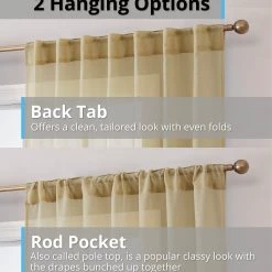 HLC.ME Sheer Curtains Lauren Semi Sheer Back Tab Rod Pocket Panels - Antique Taupe - Set Of 2