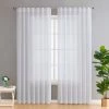 HLC.ME Lauren Semi Sheer Back Tab Rod Pocket Panels - White - Set Of 2