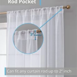 HLC.ME Lauren Semi Sheer Back Tab Rod Pocket Panels - White - Set Of 2 11 HLC.ME Lauren Semi Sheer Back Tab Rod Pocket Panels - White - Set Of 2