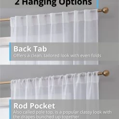 HLC.ME Lauren Semi Sheer Back Tab Rod Pocket Panels - White - Set Of 2 12 HLC.ME Lauren Semi Sheer Back Tab Rod Pocket Panels - White - Set Of 2