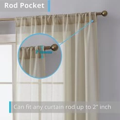 HLC.ME Lauren Semi Sheer Back Tab Rod Pocket Panels - Beige - Set Of 2 11 HLC.ME Lauren Semi Sheer Back Tab Rod Pocket Panels - Beige - Set Of 2