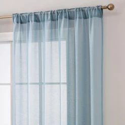 HLC.ME Lauren Semi Sheer Back Tab Rod Pocket Panels - Dusty Blue - Set Of 2 21 HLC.ME Lauren Semi Sheer Back Tab Rod Pocket Panels - Dusty Blue - Set Of 2