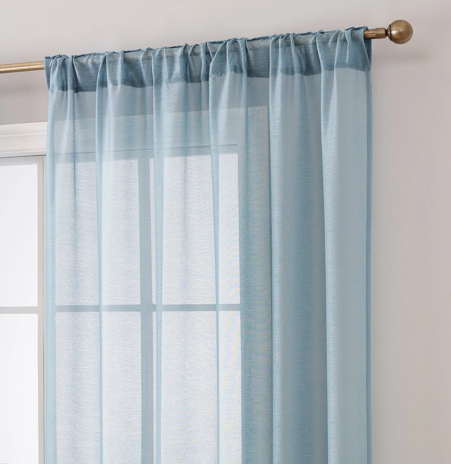 HLC.ME Lauren Semi Sheer Back Tab Rod Pocket Panels - Dusty Blue - Set Of 2 12 HLC.ME Lauren Semi Sheer Back Tab Rod Pocket Panels - Dusty Blue - Set Of 2