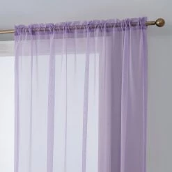 HLC.ME Sheer Curtains Lucento Sheer Rod Pocket Curtain Panels - Light Purple (Lilac) - Set Of 2