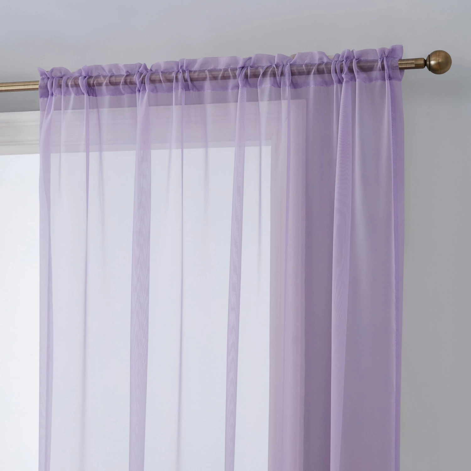 HLC.ME Sheer Curtains Lucento Sheer Rod Pocket Curtain Panels - Light Purple (Lilac) - Set Of 2 3 HLC.ME Sheer Curtains Lucento Sheer Rod Pocket Curtain Panels - Light Purple (Lilac) - Set Of 2