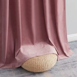 HLC.ME Lopez Velvet Back Tab Rod Pocket Curtain Panels - Blush Pink - Set Of 2 Faux Linen Curtains