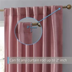HLC.ME Lopez Velvet Back Tab Rod Pocket Curtain Panels - Blush Pink - Set Of 2 Faux Linen Curtains