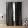 HLC.ME Lopez Velvet Back Tab Rod Pocket Curtain Panels - Charcoal Grey - Set Of 2