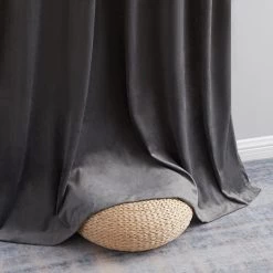 HLC.ME Lopez Velvet Back Tab Rod Pocket Curtain Panels - Charcoal Grey - Set Of 2