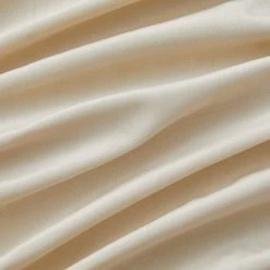 HLC.ME Faux Linen Curtains Lopez Velvet Back Tab Rod Pocket Curtain Panels - Cream - Set Of 2