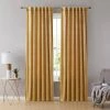 HLC.ME Lopez Velvet Back Tab Rod Pocket Curtain Panels - Gold - Set Of 2 Faux Linen Curtains 2 HLC.ME Lopez Velvet Back Tab Rod Pocket Curtain Panels - Gold - Set Of 2 Faux Linen Curtains