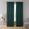 HLC.ME Lopez Velvet Back Tab Rod Pocket Curtain Panels - Green - Set Of 2