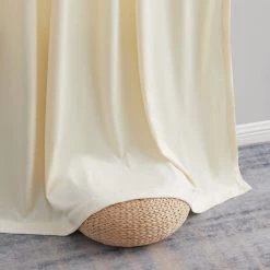 HLC.ME Lopez Velvet Back Tab Rod Pocket Curtain Panels - Ivory - Set Of 2