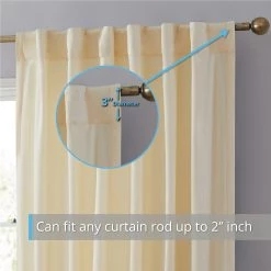 HLC.ME Lopez Velvet Back Tab Rod Pocket Curtain Panels - Ivory - Set Of 2