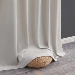 HLC.ME Faux Linen Curtains Lopez Velvet Back Tab Rod Pocket Curtain Panels - Light Grey/Silver - Set Of 2