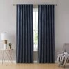 HLC.ME Lopez Velvet Back Tab Rod Pocket Curtain Panels - Navy Blue - Set Of 2