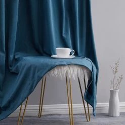 HLC.ME Lopez Velvet Back Tab Rod Pocket Curtain Panels - Teal Blue - Set Of 2 13 HLC.ME Lopez Velvet Back Tab Rod Pocket Curtain Panels - Teal Blue - Set Of 2