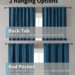 HLC.ME Lopez Velvet Back Tab Rod Pocket Curtain Panels - Teal Blue - Set Of 2 11 HLC.ME Lopez Velvet Back Tab Rod Pocket Curtain Panels - Teal Blue - Set Of 2